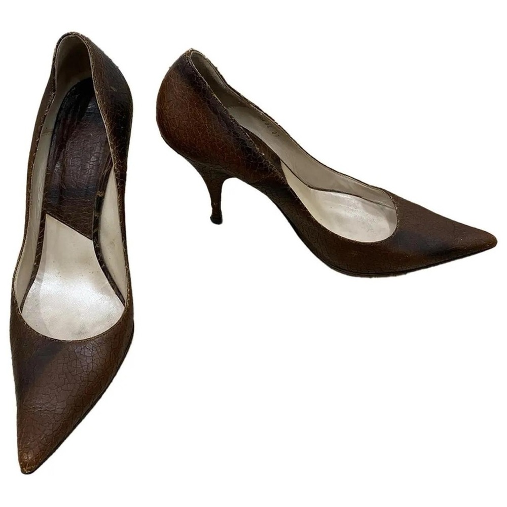 Dior Vintage Brown Leather Pointed Toe Heels